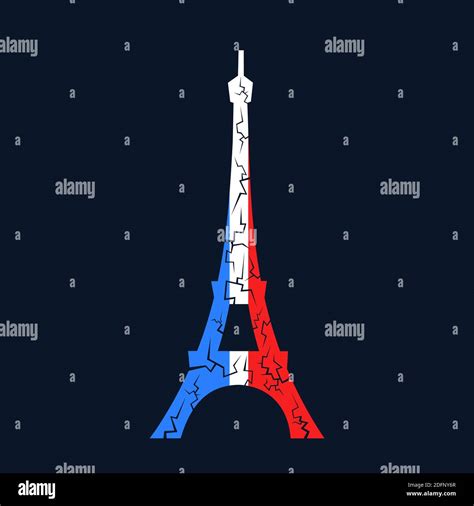 Eiffel Tower With French Colors And Cracks Decline Decay Problems