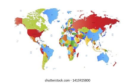 World Map Color Vector Modern Stock Vector Royalty Free