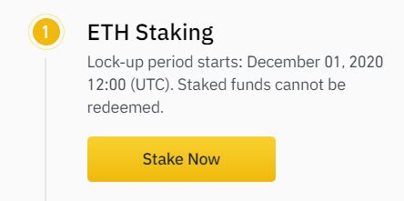 This makes it easy to participate in staking without giving up full liquidity. Binance Launches Ethereum 2.0 Staking Rewards Today ...