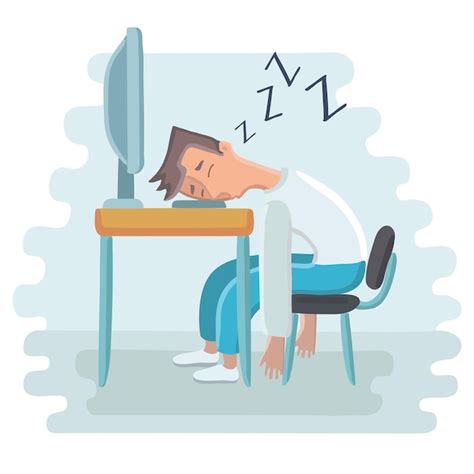 Premium Vector Tired Employee Sleeping At Workplace On Laptop Keyboard