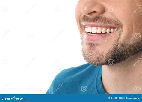 Smiling Man With Perfect Teeth On White Background Stock Photo Image