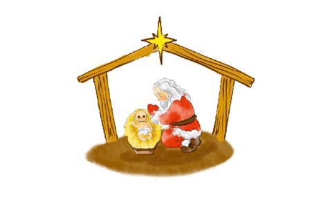 Santa Kneeling At The Manger Watercolor Svg Cut File By Creative