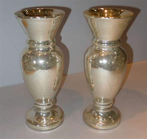 19th C Pair Of Mercury Glass Silvered Glass Vases At 1stdibs