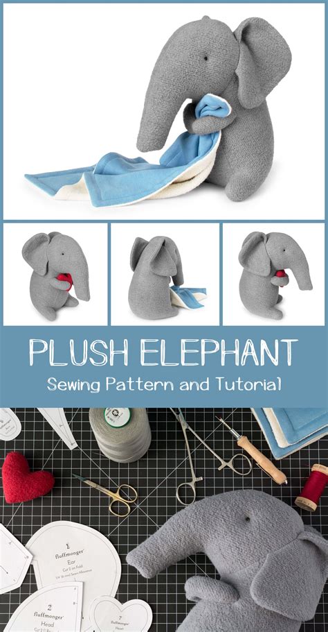 Plush Elephant Sewing Pattern Elephant Soft Toy Sewing Stuffed
