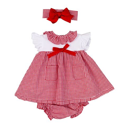 Vestido Bebé De Cuadros Rojos Diadema Y Braga Baby Ferr