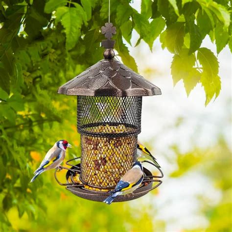 Metal Bird Feeder Tube Hanging Wild Bird Seed Feeder Squirrel Proof Birds Feeder For Outside
