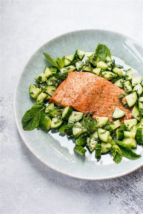 Baked Salmon With Cucumber Mint Salsa Salt And Lavender