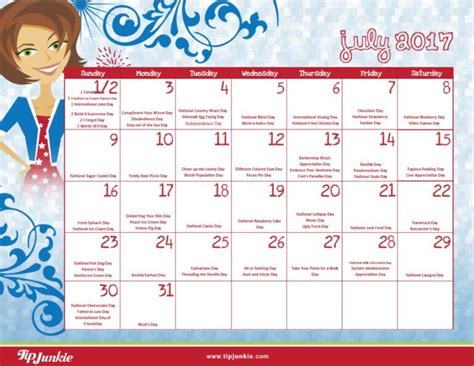 6 Must Have Printable Calendars For July Free Wacky Holidays