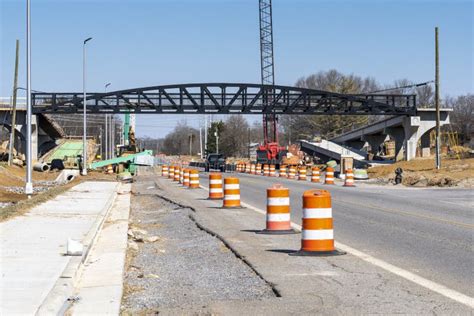 New Pedestrian Bridge Under Construction Stock Image Image Of Road