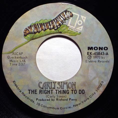 Carly Simon The Right Thing To Do 1973 Prc Pressing Vinyl Discogs