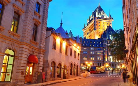 Canada Quebec City Chateau Nightscape 2017 Bing Desktop Wallpaper Preview
