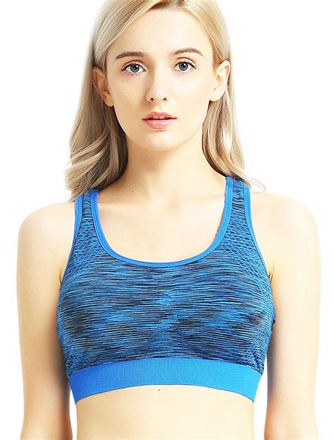 Women S Seamless Racerback Low Impact Sports Bra Wire Free With Removable Cups 1 3 6 Pack At