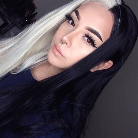 Cruella 24 Black And White Split Dye Straight Lacefront Wig Etsy In