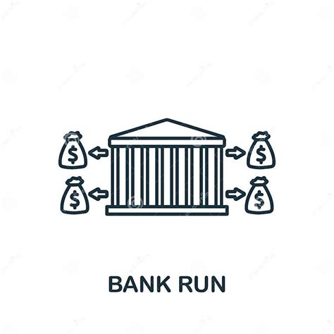 Bank Run Icon Monochrome Simple Line Economic Crisis Icon For