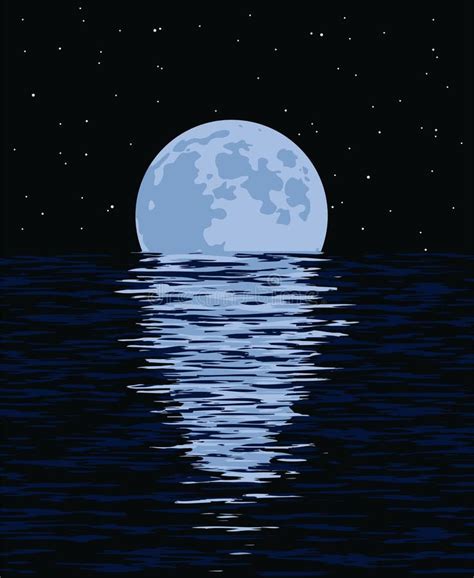 Background Of Sea And Full Moon At Night Vector Stock Vector