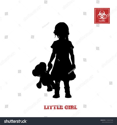 Black Silhouette Little Girl On White Stock Illustration 1146047348