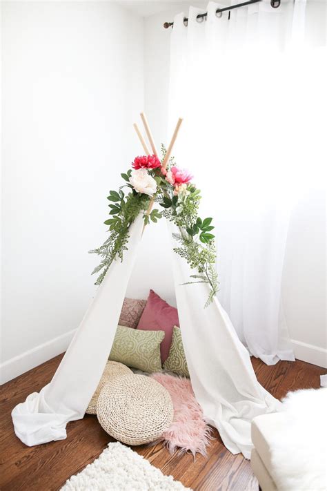 Highly customizable, this diy tent is perfect for both kids and adults alike. This teepee was constructed for the nursery of a very ...