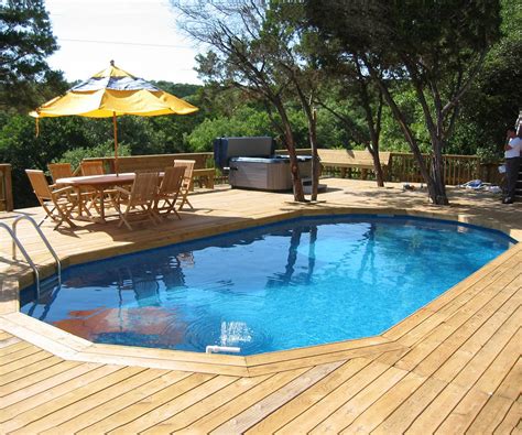 As a pool care subscriber, you'd have your pool deck as embracing as the flourishing blue water it surrounds. Above Ground Pool Deck Ideas Wood Relaxation Area - House ...
