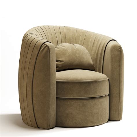 Taupe Pleated Swivel Accent Chair 01 