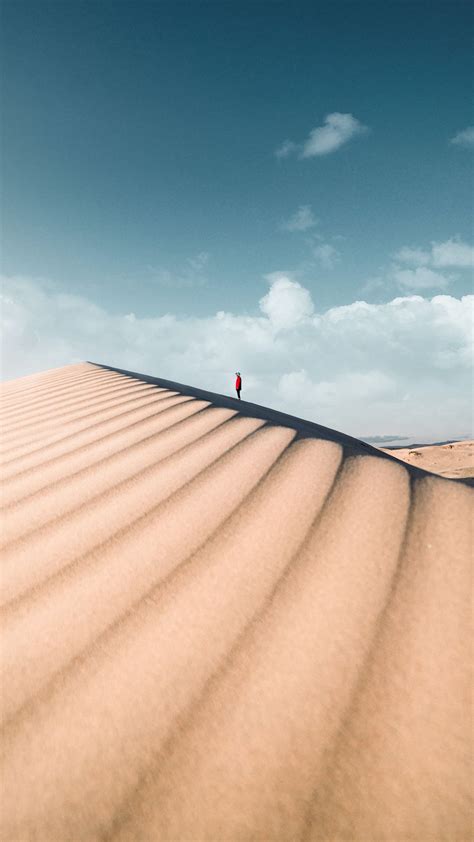 Download Wallpaper 1080x1920 Desert Man Alone Sand Dunes Samsung