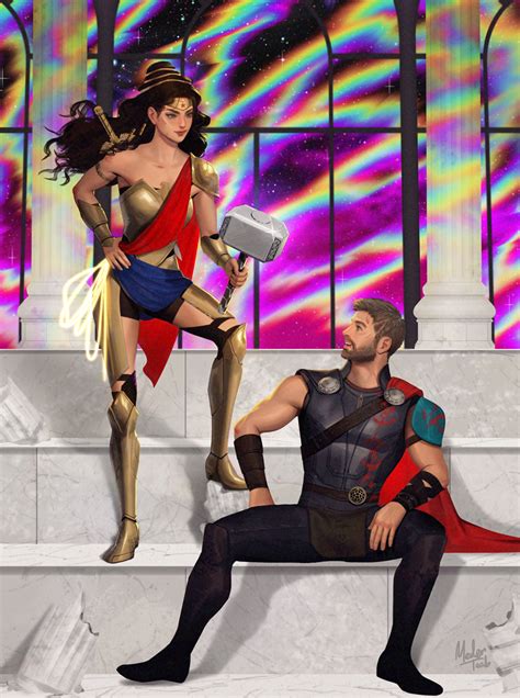 Worthy Wonder Woman And Thor By Metaa On Deviantart