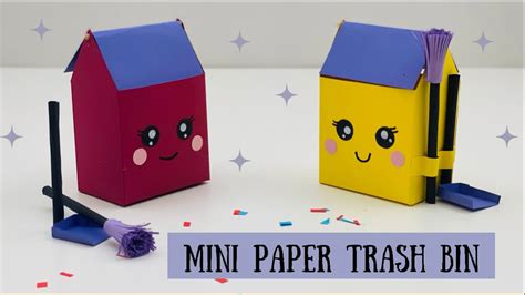 Diy Mini Paper Dustbin With Broom And Dustpan Mini Paper Trash Bin