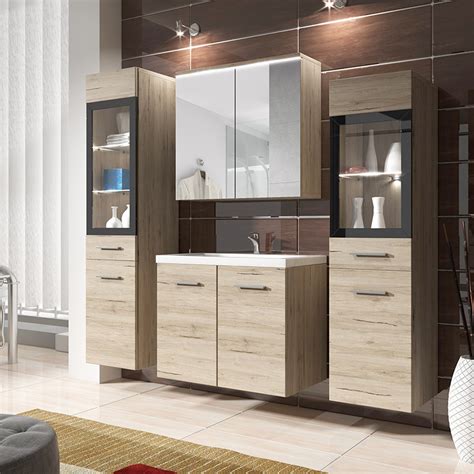 Check spelling or type a new query. Meuble de salle de bain suspendu chêne marron avec LED ...