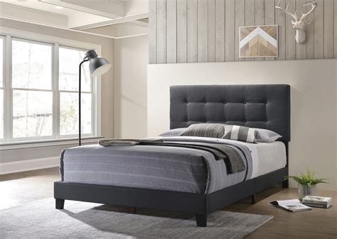 Gray Upholstered Tufted Bed Caravana Furniture