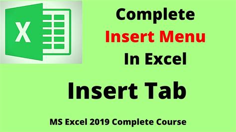 Insert Menu In Excel Excel Insert Tab Excel Course Youtube