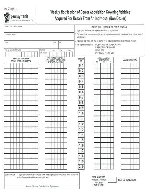 Pa Mv 27b 2007 Fill And Sign Printable Template Online Us Legal Forms