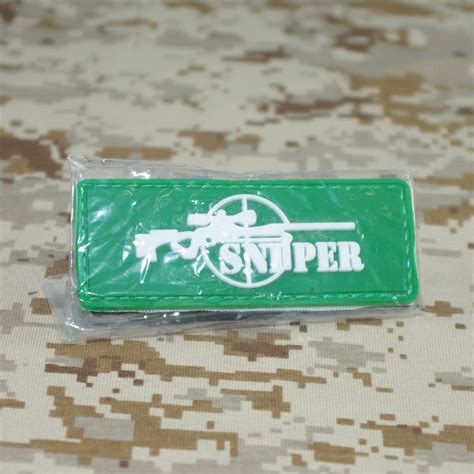 Sniper Rifle Pvc Green Patch With Velcro Military Airsoft