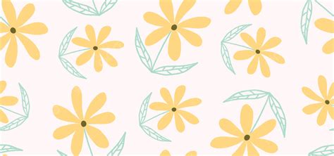 Simple Yellow Flower Doodle Seamless Pattern Background Illustration