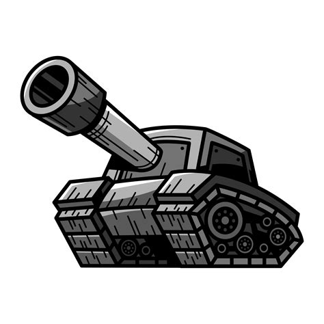Cartoon Army Tank Machine With Big Cannon Ready To Fire Vector