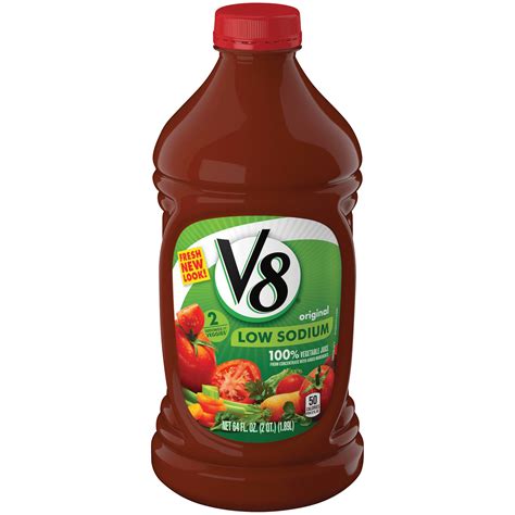 V8 100 Vegetable Juice Low Sodium 64 Fl Oz 2 Qt 189 Lt