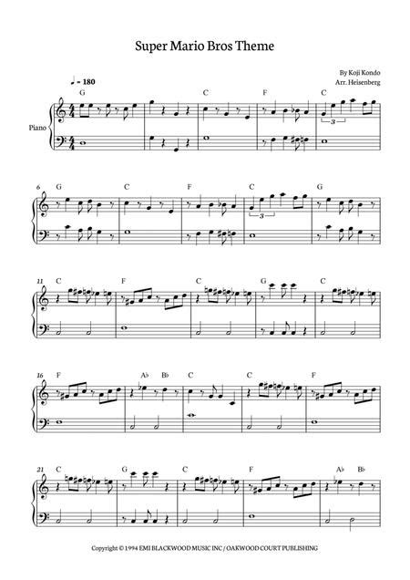 Super Mario Bros Theme By Koji Kondo Digital Sheet Music For Score Download Print A