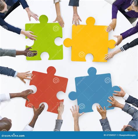 Teamwork Business Team Meeting Unity Jigsaw Puzzle Concept Stock Photo