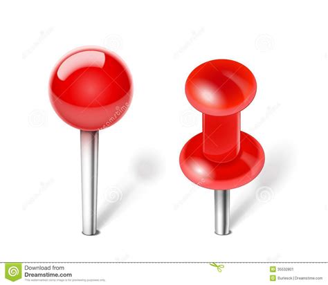 Red Push Pin Cartoon Vector 35532801