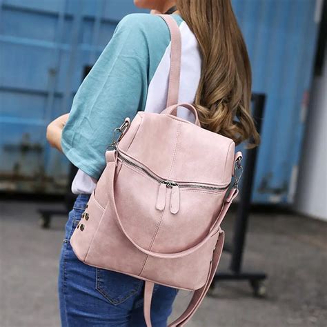 Quality Pu Leather Backpack Woman New Fashion Female Laptop Backpack