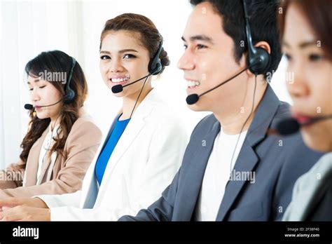 Call Center Operator Or Telemarketer Team Telemarketing And