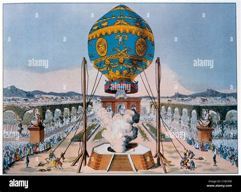 Balloon Ascent Paris France Etienne Montgolfier 1783 Stock Photo