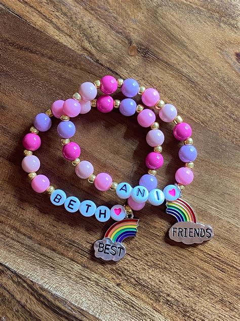 Best Friend Bracelets Bff Rainbow Charm Bracelets Set Of 2 Etsy