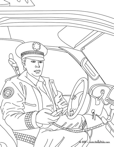 Policeman In His Police Car Coloring Pages