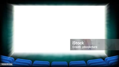 Film Layar Bioskop Vector Aula Bioskop Dengan Kursi Biru Ilustrasi