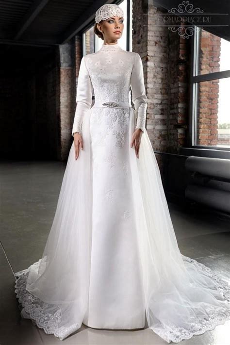 Stunning Muslim 2015 Winter Wedding Dresses With Long Sleeve Sash Tulle