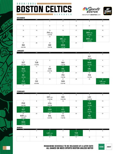 Boston Celtics Printable Schedule Printable World Holiday