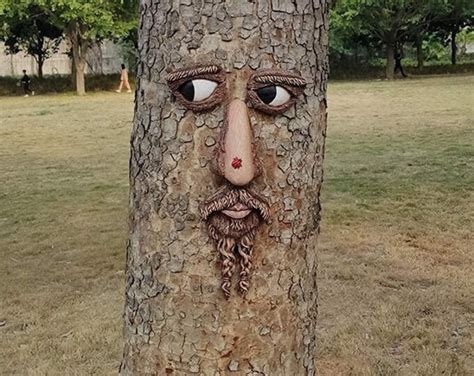 Tree Faces Decor Outdoortree Face Outdoor Statues Old Man Etsy