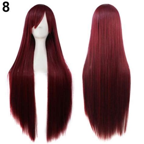 buy fashion girls women long cosplay oblique bangs straight full wigs hair extension at