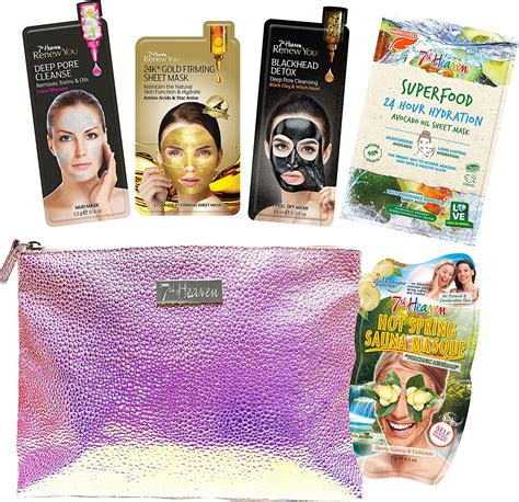 7th Heaven Pamper Bag T Set Contains 5 Hydrating And Cleansing Facial Skincare Masks
