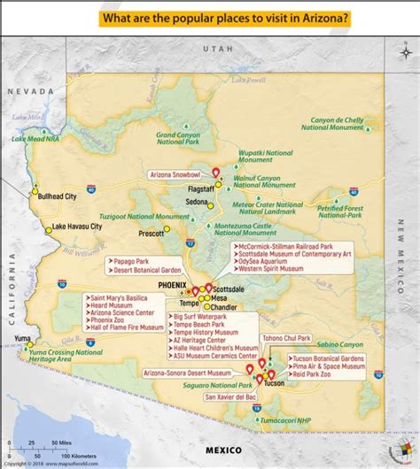 Map Of Arizona Highlighting Popular Places To Visit Answers
