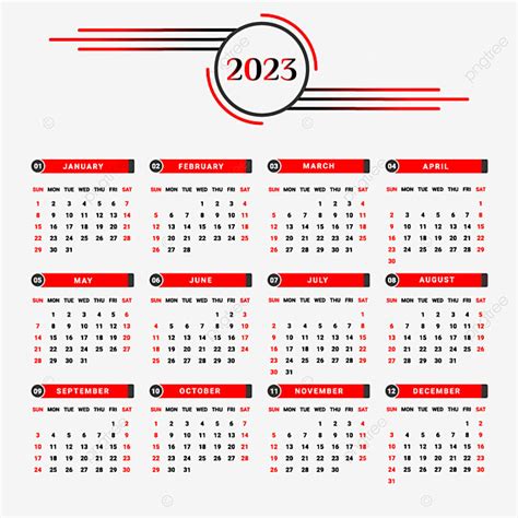 Calendario 2023 Con Forma Geometrica Rossa E Nera Calendario 2023